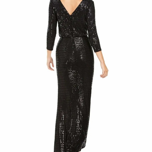 NWOT Calvin Klein Cut Out Sparkle Shimmer Evening Gown Quarter Sleeve Dress 8 - Picture 12 of 17